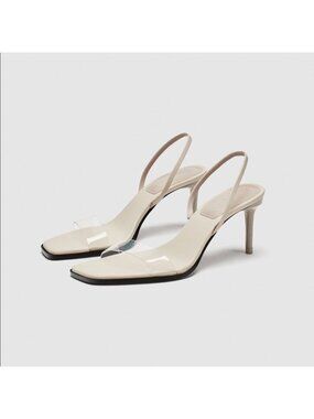 NWT! Zara Vinyl Slingback Heeled Sandals Size 37